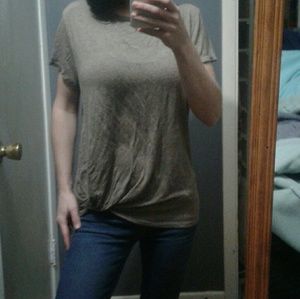 Olive brown knotted shirt